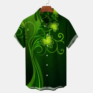 St. Patrick’s Day Shamrock Gradient Trendy Hawaiian Shirt, Trendy Hawaiian Shirt For Men And Women
