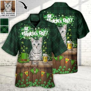 St.Patrick’s Day Happy Luck Coin Gold Shamrock Custom Photo Personalized Hawaiian Shirt