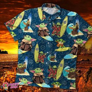 Star Wars Baby Yoda Surfing Summer Holiday Family KLA Hawaiian Beach Shirt