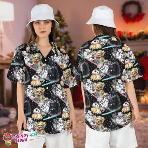 Star Wars Galaxy Edge Vader Droids Baby Yoda Hawaiian Top Tee