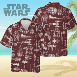 Star Wars Hawaiian Attire Showcasing Space Ships