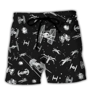 Star Wars Spacecraft Pattern Trendy KLA Hawaiian Beach Shorts
