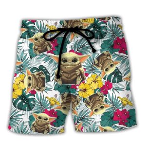 Starwars Baby Yoda Trendy KLA Hawaiian Beach Shorts