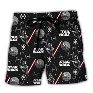 Starwars Darth Vader With Light Saber Trendy KLA Hawaiian Beach Shorts
