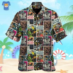 Starwars Print Comic Pattern Hawaiian Shirt For Star Wars Movie Fans