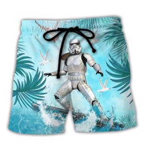 Starwars Stormtrooper Surfing Trendy KLA Hawaiian Beach Shorts