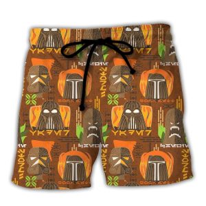 Starwars Tiki Art Funny Trendy KLA Hawaiian Beach Shorts