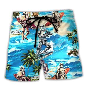 Stormtrooper Starwars Surfing Trendy KLA Hawaiian Beach Shorts