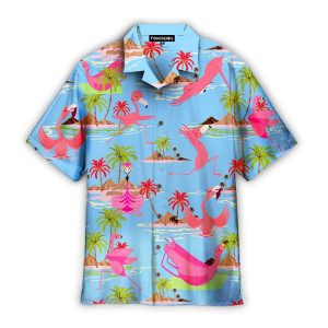 Stretch with Flamingo in Tropical Yoga Hawaiian Threads