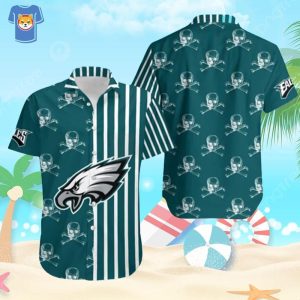 Stripes And Skull NFL Philadelphia Eagles Hawaiian Shirt
