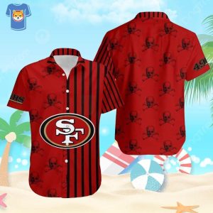 Stripes And Skull NFL San Francisco 49Ers Hawaiian Shirt