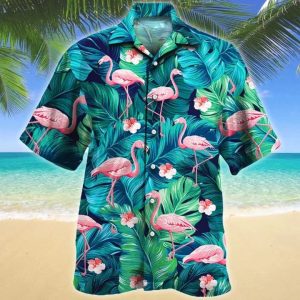 Stunning Flamingo Lovers Gift Summer Beach Palm Tree Trendy Hawaiian Shirt, Summer KLA Hawaii Shirt For Men Women