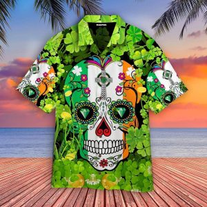 Sugar Skull Saint St Patricks Day Hawaiian Shirt For