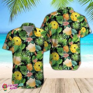 Summer Fun Pickleball and Tennis Enthusiasts Tropical Hawaiian Shirt