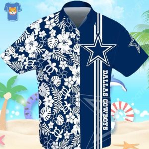 Summer Hawaiian Shirt Cowboys with Turtle Floral Print