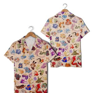 Summer Men’s Shirt Cute Seamless Pokemon Characters Hawaiian Shirt