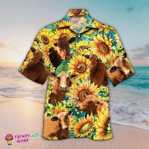 Sunflower Hawaiian Shirt Sunflower With Cow KLA Shirt, KLA Hawaiian Shirts
