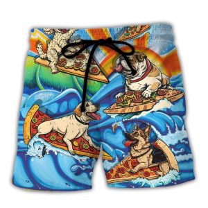 Surfing Funny Dog Pizza Surfing Boy Like A Normal Boy But Cooler Lovers Surfing Trendy KLA Hawaiian Beach Shorts