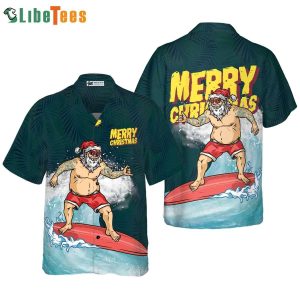Surfing Santa Claus Hawaiian Christmas Celebratory Shirt