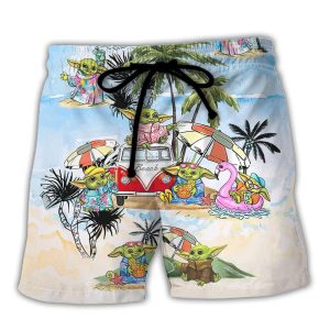 Sw Disney Baby Yoda So Cool Trendy KLA Hawaiian Beach Shorts