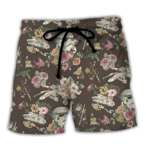 Sw Stormtrooper Flower Vintage Trendy KLA Hawaiian Beach Shorts