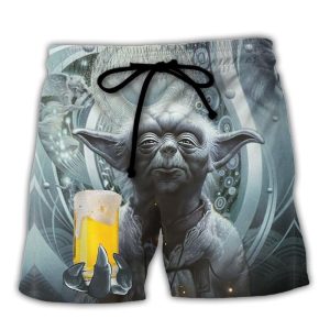 Sw Yoda Drink Beer Must There Is No Try Trendy KLA Hawaiian Beach Shorts
