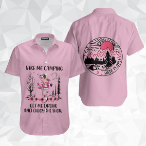 Take Me Camping Flamingo Design Hawaiian Shirt