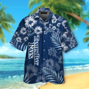 Tampa Bay Rays Short Sleeve Button Up Tropical Hawaiian Shirt VER01