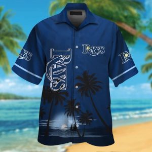 Tampa Bay Rays Short Sleeve Button Up Tropical Hawaiian Shirt VER010