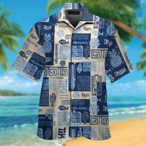 Tampa Bay Rays Short Sleeve Button Up Tropical Hawaiian Shirt VER03