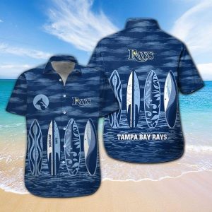 Tampa Bay Rays Short Sleeve Button Up Tropical Hawaiian Shirt VER06