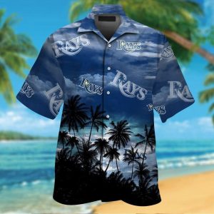 Tampa Bay Rays Short Sleeve Button Up Tropical Hawaiian Shirt VER07