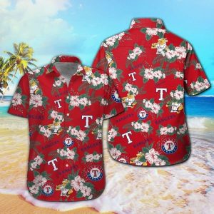 Texas Rangers Short Sleeve Button Up Tropical Hawaiian Shirt VER010