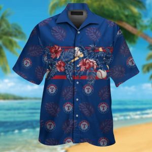 Texas Rangers Short Sleeve Button Up Tropical Hawaiian Shirt VER02