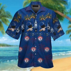 Texas Rangers Short Sleeve Button Up Tropical Hawaiian Shirt VER03