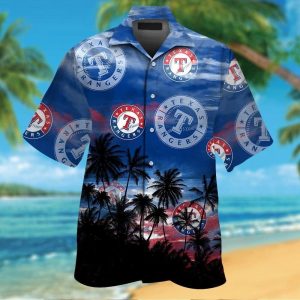 Texas Rangers Short Sleeve Button Up Tropical Hawaiian Shirt VER05
