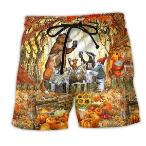 Thanksgiving Grateful Thankful And Blessed Autumn Trendy KLA Hawaiian Beach Shorts
