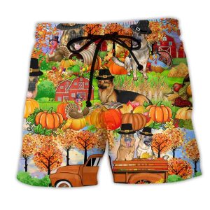 Thanksgiving Happy Thanksgiving German Shepherd Trendy KLA Hawaiian Beach Shorts
