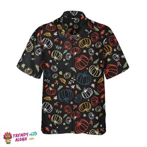 Thanksgiving Pumpkin Pattern Men’s Hawaiian Shirt Festive Unique