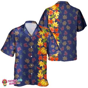 Thanksgiving Turkey & Autumn Leaves Unisex Hawaiian Shirt Lover