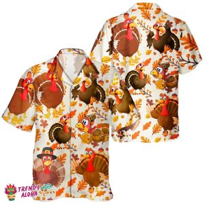 Thanksgiving Turkey Celebration Unisex Hawaiian Shirt with Fall Theme