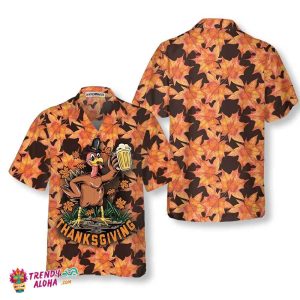 Thanksgiving Turkey Holding Big Glass Beer Hawaiian Shirt, Funny Turkey Gobble Shirt, Gift For Thanksgiving Day
