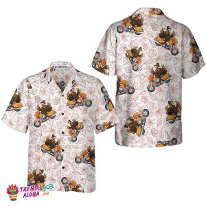 Thanksgiving Turkey Riding Motorcycle Thanksgiving Hawaiian Shirt, Funny Turkey Gift For Thanksgiving