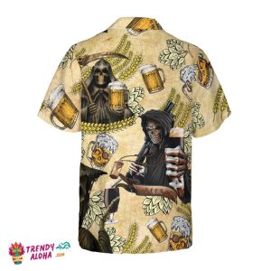 The Death Loves Beer Hawaiian Shirt, Best Gift For Beer Lovers