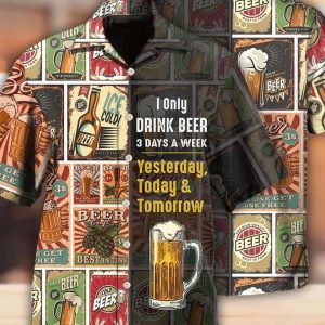 Trendy Hawaiian Shirt And Beach Short With Theme Beer, Tropical Beach Shirt Button Down Shirt, Gift For Family, Hawaii Shirt Party Summer.