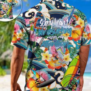 Trendy Hawaiian Shirt Theme Windsurfing, Gifts For Bachelor Party, Hawaiian Set Gift, Inspirational KLA Shirt, Gift For Family, Hawaii Style.