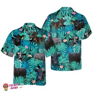 Tropical Black Cow Lover Hawaiian Shirt