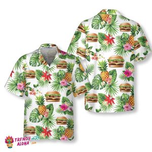 Tropical Burger KLA Hawaiian Shirt, Funny Hamburger Shirt For Men & Women
