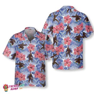 Tropical Christmas Bigfoot Hawaiian Shirt, Funny Christmas Bigfoot Shirt, Gift For Christmas