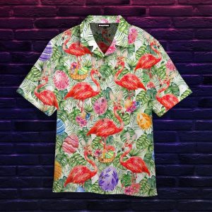 Tropical Flamingo Easter Eggs Hawaiian Shirt For